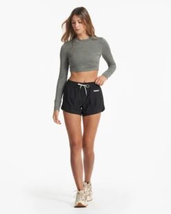 Long-Sleeve Lux Crop Tee | Dusty Pine Heather -Chic Warp Sales VW1021HDY 01130