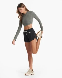 Long-Sleeve Lux Crop Tee | Dusty Pine Heather -Chic Warp Sales VW1021HDY 01139