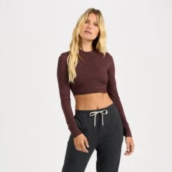 Long-Sleeve Lux Crop Tee | Fig Heather 7 Long-Sleeve Lux Crop Tee | Fig Heather -Chic Warp Sales VW1021HFI 1 f605cbe3 3ac0 4fcb b11e 6eb15c13495b