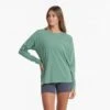 Long-Sleeve Feather Tee | Celadon -Chic Warp Sales VW1028CEL 01705