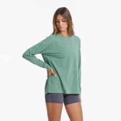 Long-Sleeve Feather Tee | Celadon -Chic Warp Sales VW1028CEL 01716