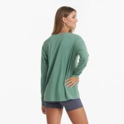 Long-Sleeve Feather Tee | Celadon -Chic Warp Sales VW1028CEL 01734