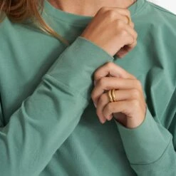 Long-Sleeve Feather Tee | Celadon -Chic Warp Sales VW1028CEL 01738
