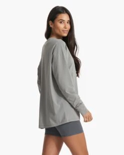 Long Sleeve Feather Tee | Stormy -Chic Warp Sales VW1028STY SP23 W ECOMM TOPS DETAIL 0698 1x1 32c852ce 3fd8 4ea2 aa5c 4e6591de5e01