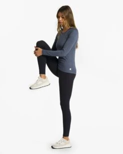 Long-Sleeve Lux Crew | Azure Heather -Chic Warp Sales VW1038HAZ 1075