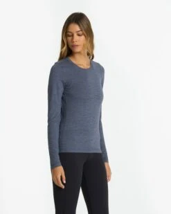Long-Sleeve Lux Crew | Azure Heather -Chic Warp Sales VW1038HAZ 1136
