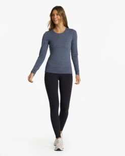 Long-Sleeve Lux Crew | Azure Heather -Chic Warp Sales VW1038HAZ 1154