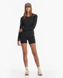 Long-Sleeve Lux Crew | Black Heather -Chic Warp Sales VW1038HBK 02564