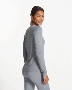 Long Sleeve Lux Crew | Flint Heather -Chic Warp Sales VW1038HFT FA23 W ECOMM TOPS BACK TOPS 6