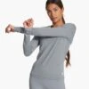 Long Sleeve Lux Crew | Flint Heather -Chic Warp Sales VW1038HFT FA23 W ECOMM TOPS FRONT ALT TOPS 4