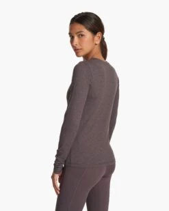 Long Sleeve Lux Crew | Plum Heather -Chic Warp Sales VW1038HPU FA23 W ECOMM TOPS BACK TOPS 7