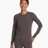 Long Sleeve Lux Crew | Plum Heather 1 Long Sleeve Lux Crew | Plum Heather -Chic Warp Sales VW1038HPU FA23 W ECOMM TOPS FRONT TOPS 3