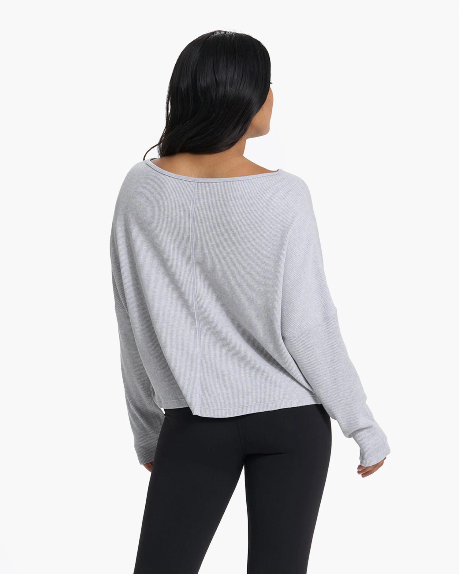 Slouchy Waffle Crew | Light Heather Grey 6 Slouchy Waffle Crew | Light Heather Grey - Image 4