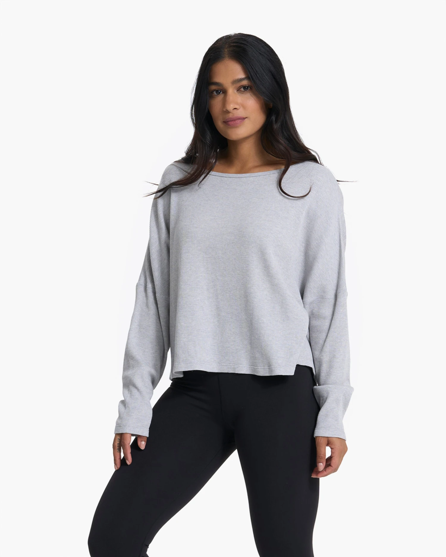Slouchy Waffle Crew | Light Heather Grey 3 Slouchy Waffle Crew | Light Heather Grey