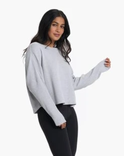 Slouchy Waffle Crew | Light Heather Grey 10 Slouchy Waffle Crew | Light Heather Grey -Chic Warp Sales VW1047LHG 2791