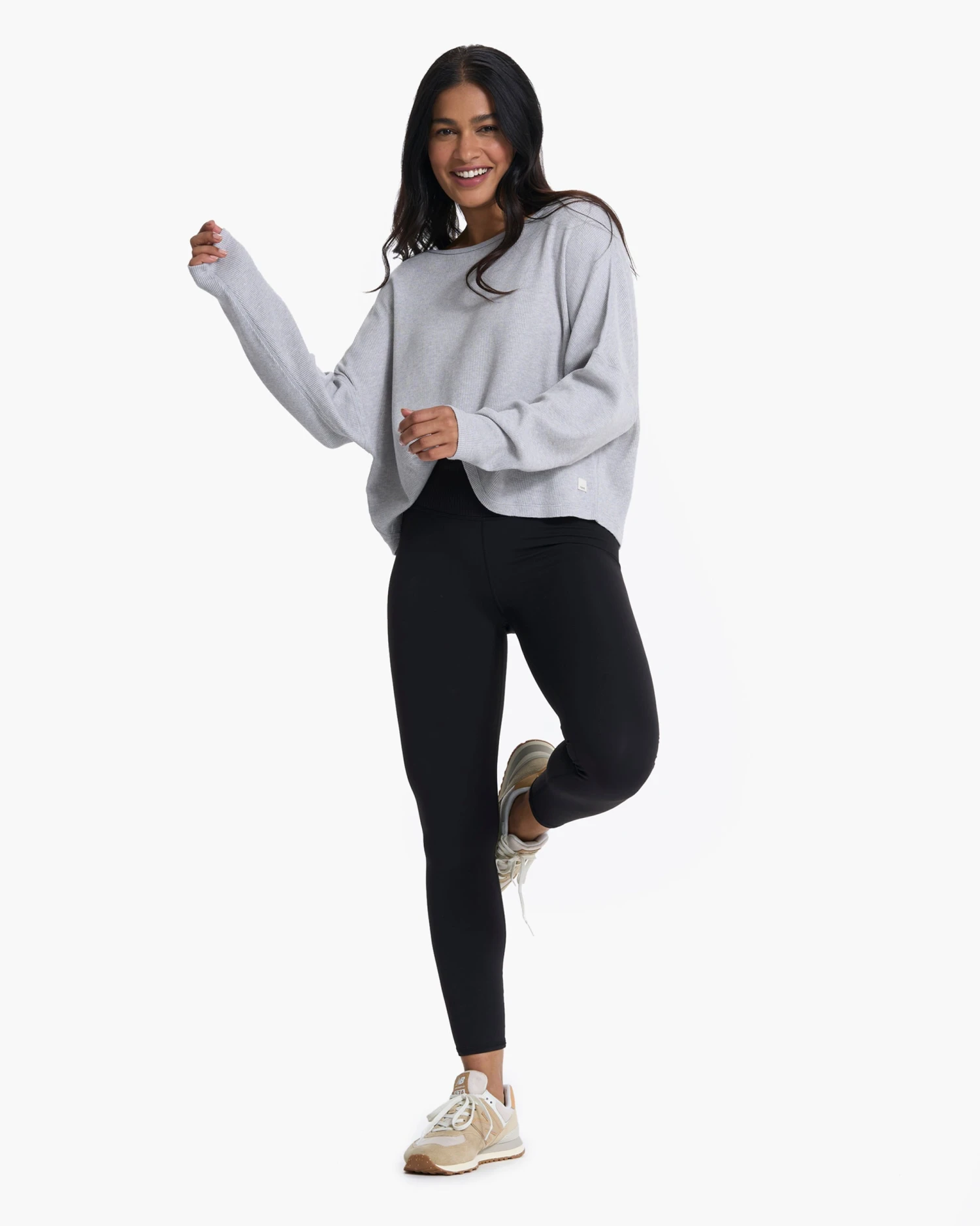 Slouchy Waffle Crew | Light Heather Grey 8 Slouchy Waffle Crew | Light Heather Grey - Image 6