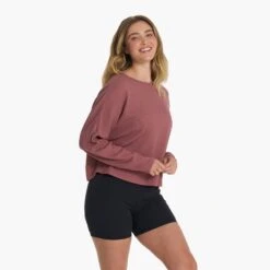 Slouchy Waffle Crew | Rosewood 11 Slouchy Waffle Crew | Rosewood -Chic Warp Sales VW1047RSD 01260