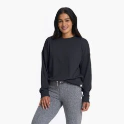 Long-Sleeve Sunrise Crew | Black -Chic Warp Sales VW1048BLK 0841