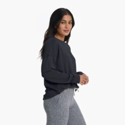 Long-Sleeve Sunrise Crew | Black -Chic Warp Sales VW1048BLK 0847