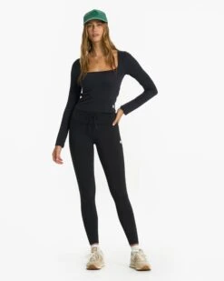 Long-Sleeve Sunrise Square Neck | Black -Chic Warp Sales VW1076BLK 1545