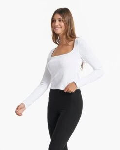 Long-Sleeve Sunrise Square Neck | White -Chic Warp Sales VW1076WHT 04118copy