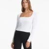 Long-Sleeve Sunrise Square Neck | White -Chic Warp Sales VW1076WHT 04157