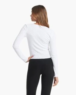 Long-Sleeve Sunrise Square Neck | White -Chic Warp Sales VW1076WHT 04170
