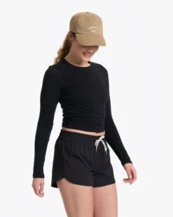Long-Sleeve Coast Crop Crew | Black -Chic Warp Sales VW1084BLK 06924