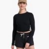 Long-Sleeve Coast Crop Crew | Black -Chic Warp Sales VW1084BLK 06925