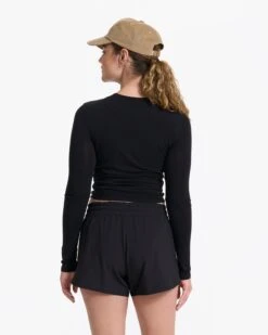Long-Sleeve Coast Crop Crew | Black -Chic Warp Sales VW1084BLK 07005