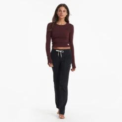 Long-Sleeve Coast Crop Crew | Ruby -Chic Warp Sales VW1084RUB 03798