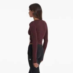 Long-Sleeve Coast Crop Crew | Ruby -Chic Warp Sales VW1084RUB 03876