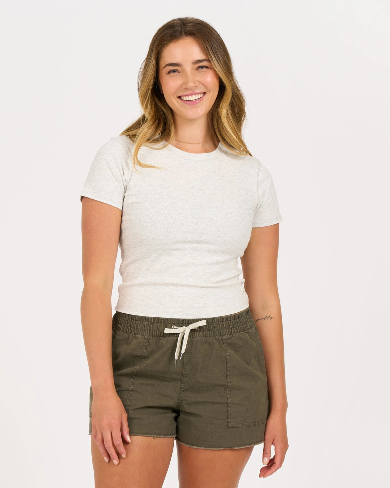 Pose Fitted Tee | White Heather 3 Pose Fitted Tee | White Heather