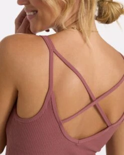 Rib Crop Tank | Rosewood -Chic Warp Sales VW189RSD 03139