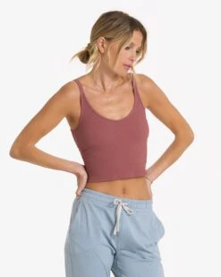 Rib Crop Tank | Rosewood -Chic Warp Sales VW189RSD 03194