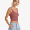 Rib Crop Tank | Rosewood -Chic Warp Sales VW189RSD 03209