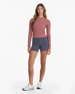 Long-Sleeve Pose Fitted Tee | Rosewood Heather -Chic Warp Sales VW199HRO 01483
