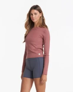 Long-Sleeve Pose Fitted Tee | Rosewood Heather -Chic Warp Sales VW199HRO 01536