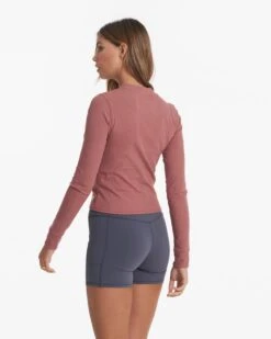 Long-Sleeve Pose Fitted Tee | Rosewood Heather -Chic Warp Sales VW199HRO 01546