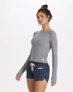 Long-Sleeve Pose Fitted Tee | Medium Heather Grey -Chic Warp Sales VW199MHG 2