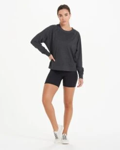 Long-Sleeve Halo Crew | Charcoal Heather -Chic Warp Sales VW241HCC 7736