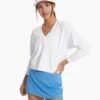 Sedona V Neck | White -Chic Warp Sales VW292WHT SP23 W ECOMM FLEECE TOP 3976 1x1 765f06ee 1dd4 4804 83da 7dc30cc9849d