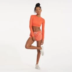 Long-Sleeve Lux Crop Tee | Grapefruit Heather -Chic Warp Sales VW304GRF 1994