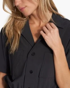 Villa Romper | Black -Chic Warp Sales VW3056BLK FA23 W ECOMM SHORTS DETAIL 6