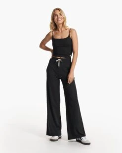 Halo Essential Wideleg | Black Heather -Chic Warp Sales VW4023HBK FA23 W ECOMM PANTS FULL 4