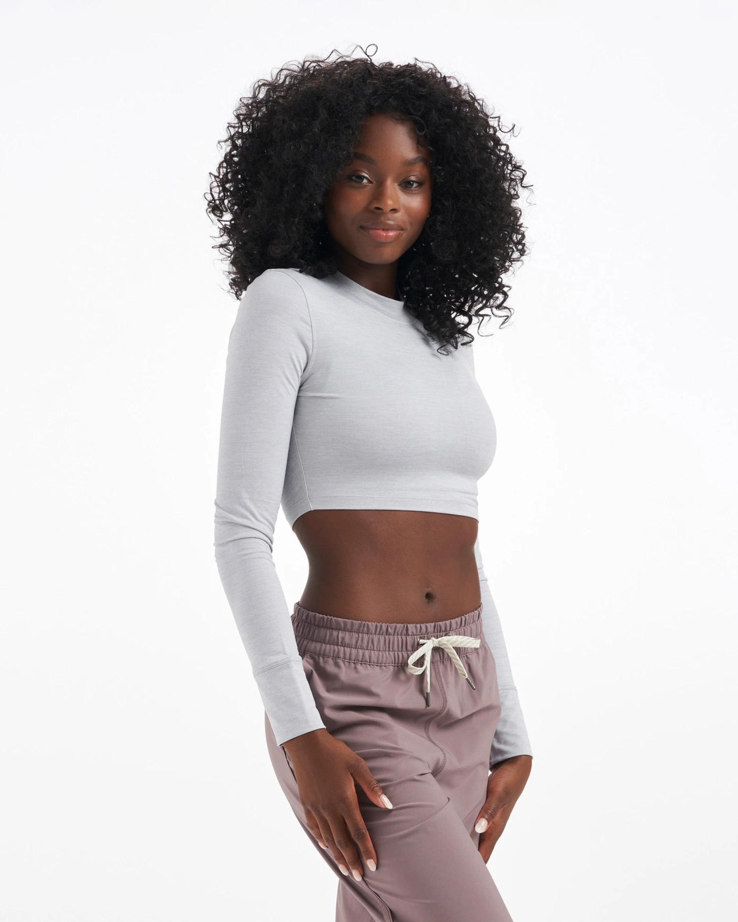 Long-Sleeve Lux Crop Tee | Platinum Heather 4 Long-Sleeve Lux Crop Tee | Platinum Heather - Image 2