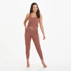 Lux At Ease Jumpsuit | Dark Terracotta Heather