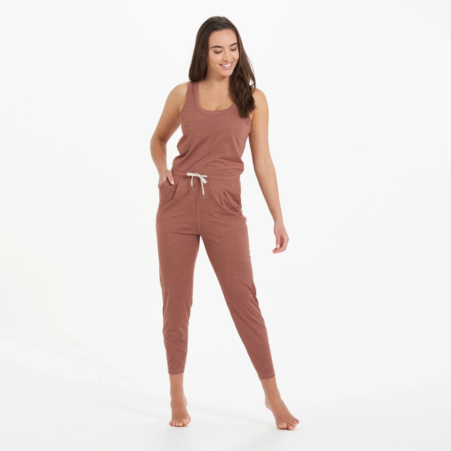 Lux At Ease Jumpsuit | Dark Terracotta Heather 3 Lux At Ease Jumpsuit | Dark Terracotta Heather
