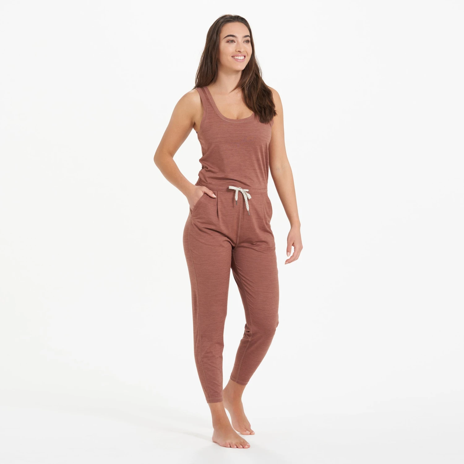 Lux At Ease Jumpsuit | Dark Terracotta Heather 4 Lux At Ease Jumpsuit | Dark Terracotta Heather - Image 2