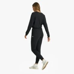Lux Henley Jumpsuit | Black Heather -Chic Warp Sales VW478HBK 0293